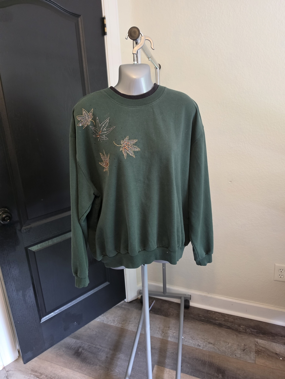 Green Embellished Crewneck Sweater - Men
